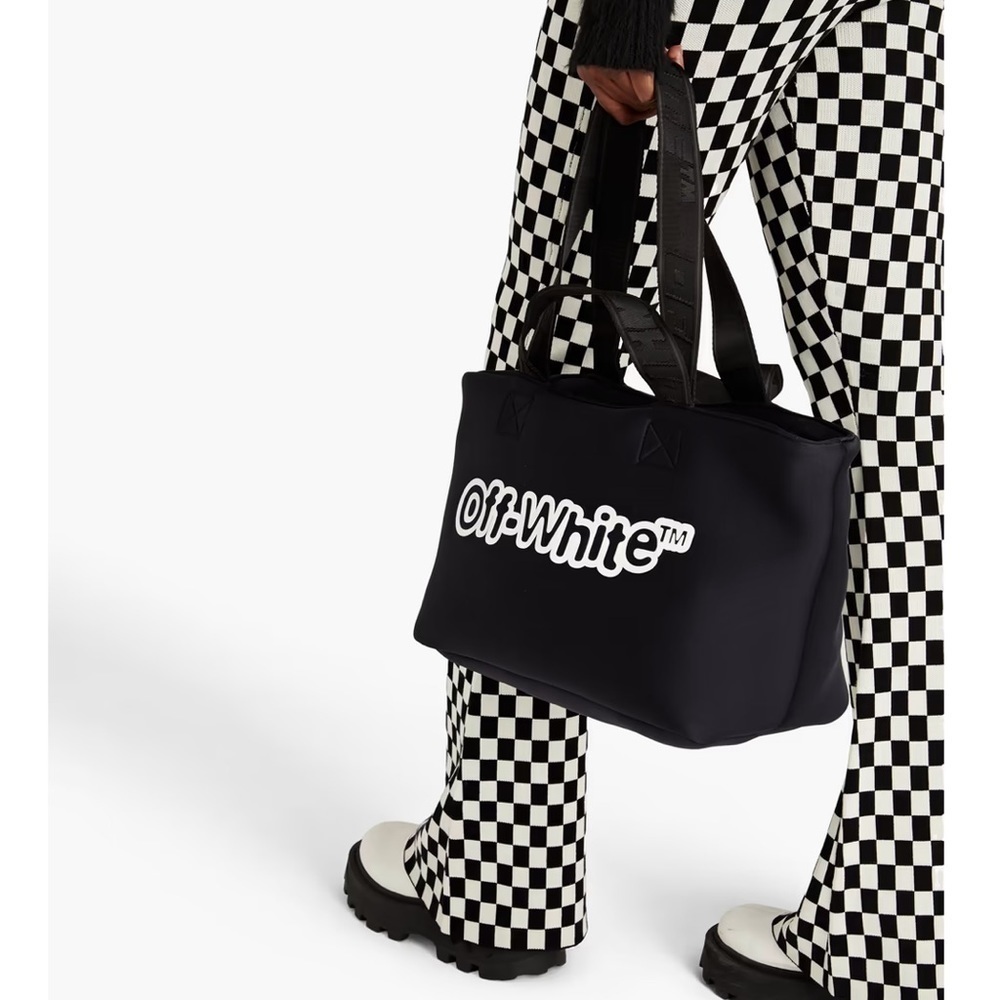 Off-White c/o Virgil Abloh.Women's Black Commercial Printed Neoprene Tote. NWT - Picture 4 of 9